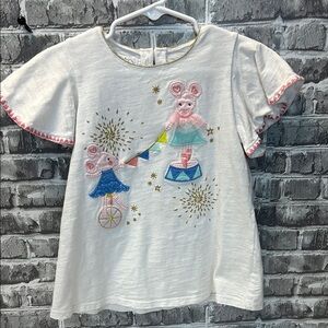Girls‎ mudpie White Shirt with Circus Mouse Design